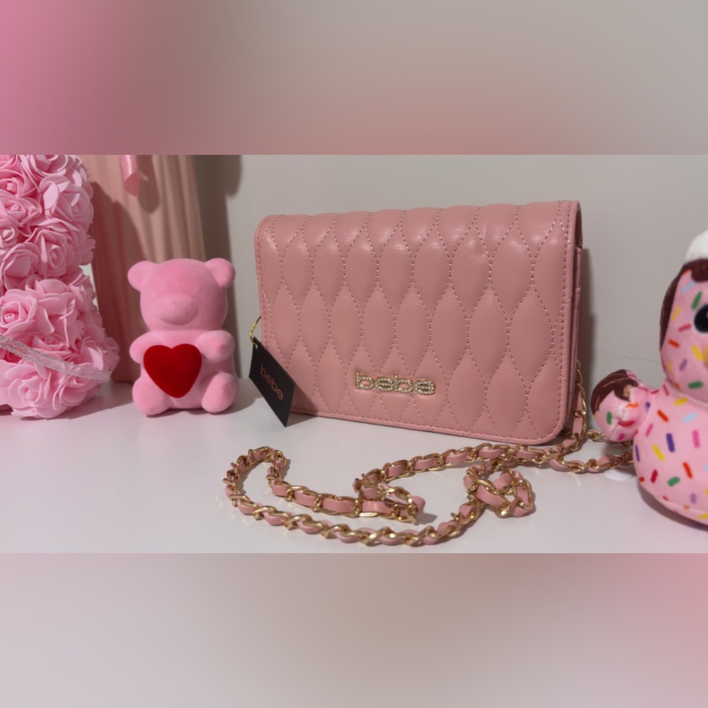 Pink BEBE quilted crossbody bag NWT